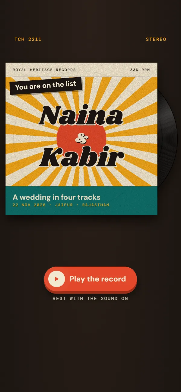 Mehfil: a 1970s record sleeve with a sunburst, the record showing at its edge